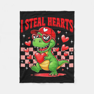I Steal Hearts T-rex Dino By Boy Valentines Toddle Fleece Blanket