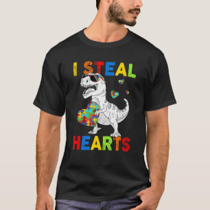 I Steal Hearts T Rex Dino Toddler Boy Kids Autism T-Shirt
