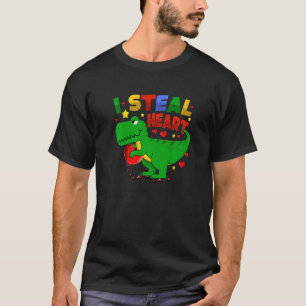 I Steal Hearts T Rex Dinosaur Heart Valentines Day T-Shirt