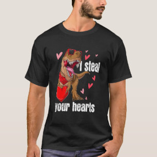 I Steal Hearts T rex Love Dinosaur Valentines Day  T-Shirt