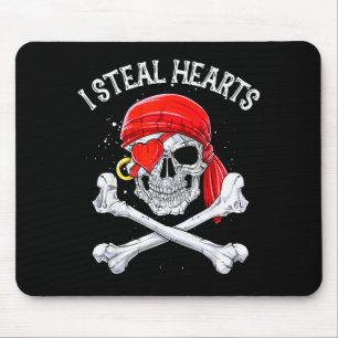 I Steal Hearts T Shirt Valentines Day Pirate Kids  Mouse Pad