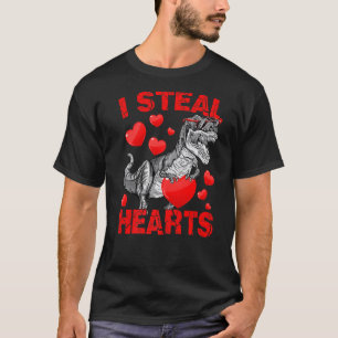 I Steal Hearts Trex Dino Cute Baby Boy Valentines  T-Shirt