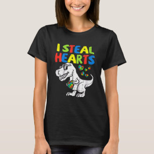 I Steal Hearts Trex Dinosaur Toddler Autism Awaren T-Shirt