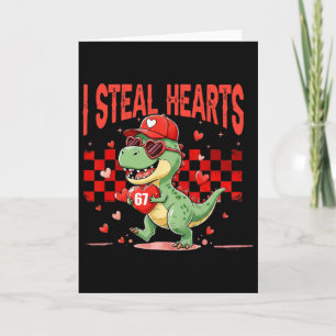 I Steal Hearts Valentine Boys Dinosaur Holding Hea Card