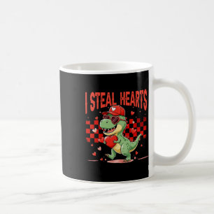 I Steal Hearts Valentine Boys Kids Dinosaur Holdin Coffee Mug