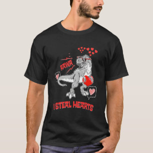 I Steal Hearts Valentines Day Dinosaur Boys Men Lo T-Shirt