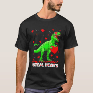 I Steal Hearts Valentines Day Dinosaur Kids Boys T-Shirt