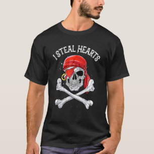 I Steal Hearts Valentines Day Pirate Boys Skull T-Shirt