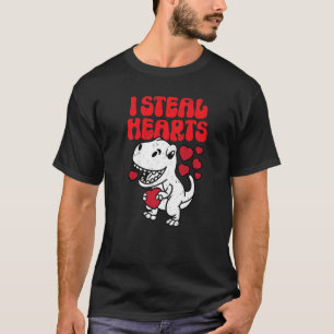 I Steal Hearts Valentines Day Trex Dinosaur For Fa T-Shirt