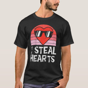 I Steal Hearts Vintage Valentines Day Cool Herat B T-Shirt