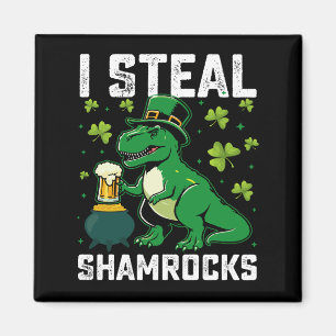 I Steal Shamrocks T Rex Dinosaur St Patrick's Day Magnet