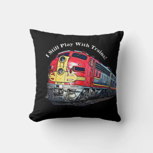 I Still Play with Diesel Trains Locomotive Throw Pillow