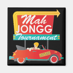 I Stop for Mah Jongg Retro Sign Magnet