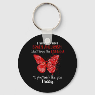 I Suffer From Brain Aneurysm Awareness Butterfly B Keychain