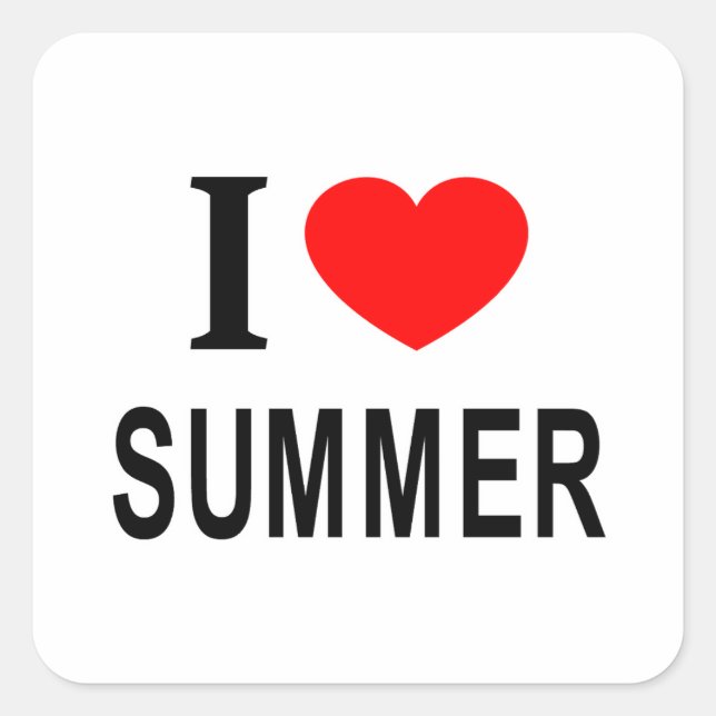 I ❤️ SUMMER I LOVE SUMMER I HEART SUMMER SQUARE STICKER (Front)