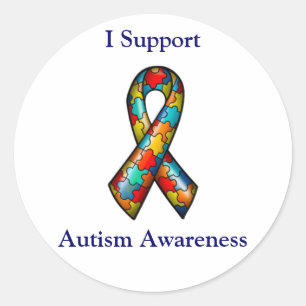 I Support Autism Awareness Classic Round Sticker