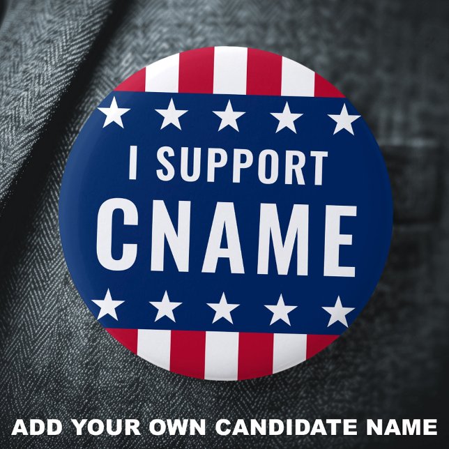 I support candidate name political election 2 inch round button (I support candidate name political election button)