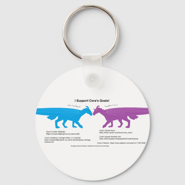 I Support Cera's Goal Keychain (Back)