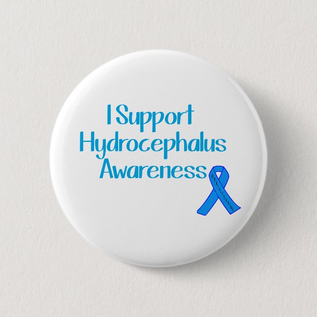 I Support Hydrocephalus Awareness 2 Inch Round Button (Front)