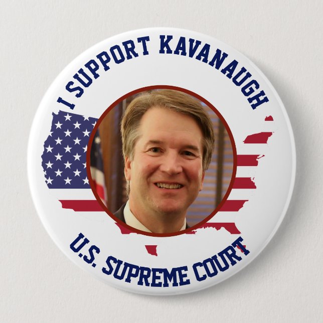 I Support Judge Kavanaugh American USA  Flag 4 Inch Round Button (Front)