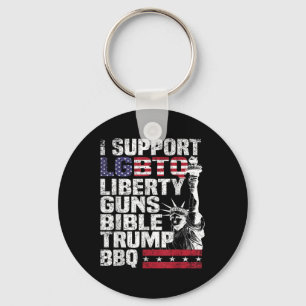 I Support Lgbtq Liberty Guns Bible Trump Bbq  Keychain