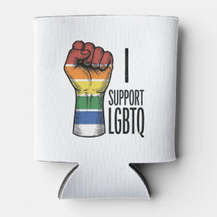 I Support LGBTQ Vintage Pride Fist Shirt Design_1 Can Cooler