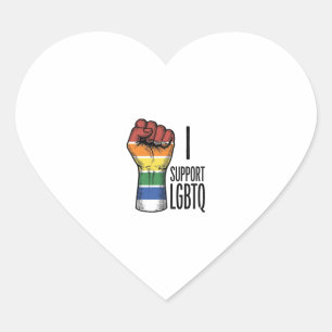 I Support LGBTQ Vintage Pride Fist Shirt Design_1 Heart Sticker