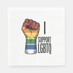 I Support LGBTQ Vintage Pride Fist Shirt Design_1 Napkin