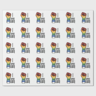 I Support LGBTQ Vintage Pride Fist Shirt Design_1 Wrapping Paper