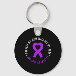 I support Mom with all my heart Epilepsy Warrior M Keychain