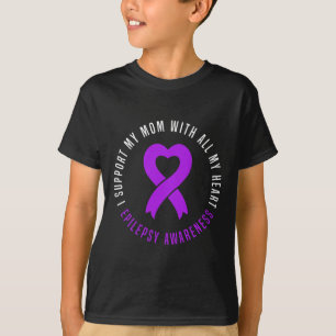 I support Mom with all my heart Epilepsy Warrior M T-Shirt