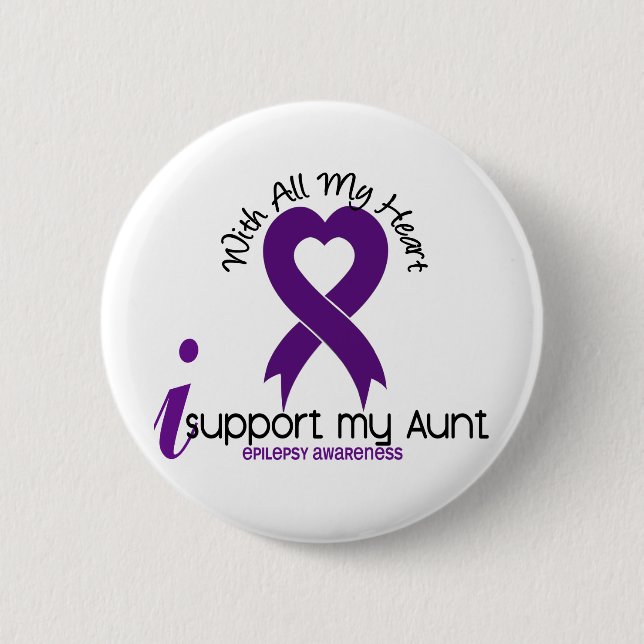 I Support My Aunt Epilepsy 2 Inch Round Button (Front)