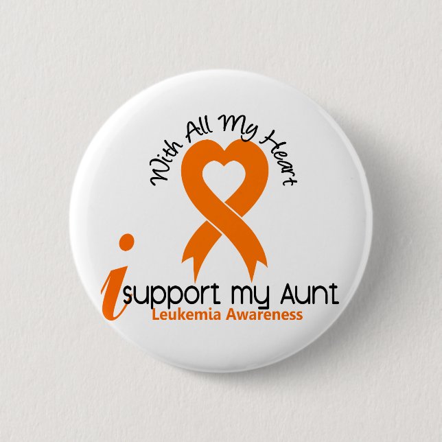 I Support My Aunt Leukaemia 2 Inch Round Button (Front)