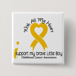 I Support My Brave Little Boy Childhood Cancer 2 Inch Square Button