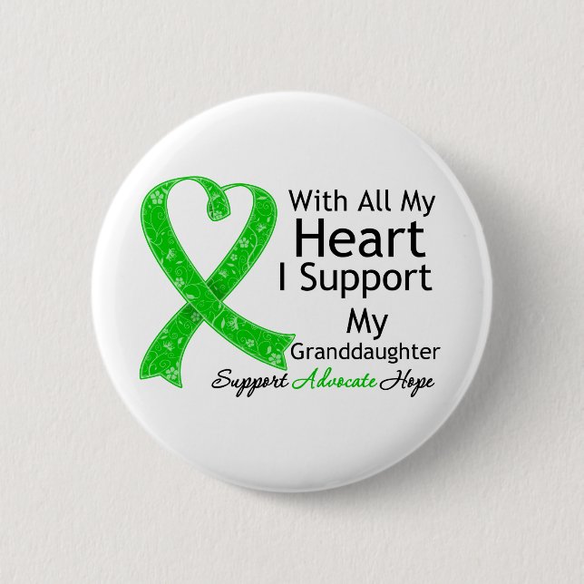 I Support My Granddaughter With All My Heart 2 Inch Round Button (Front)