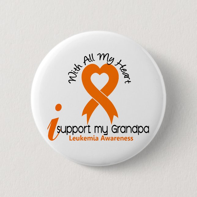 I Support My Grandpa Leukaemia 2 Inch Round Button (Front)