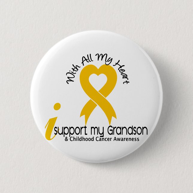 I Support My Grandson Childhood Cancer 2 Inch Round Button (Front)