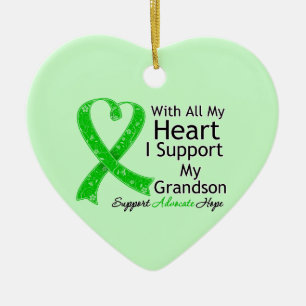 I Support My Grandson With All My Heart Ceramic Ornament