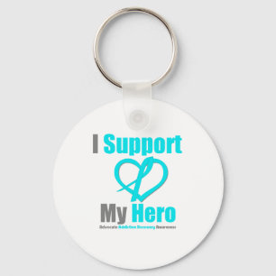 I Support My Hero Addiction Recovery Keychain