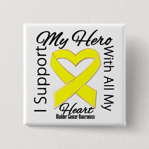 I Support My Hero - Bladder Cancer Awareness 2 Inch Square Button