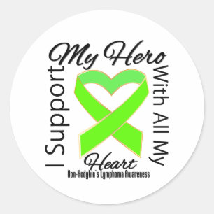 I Support My Hero Non-Hodgkins Lymphoma Awareness Classic Round Sticker