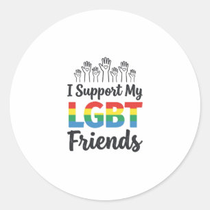 I Support My LGBT Friends Rainbow Pride Vector Des Classic Round Sticker
