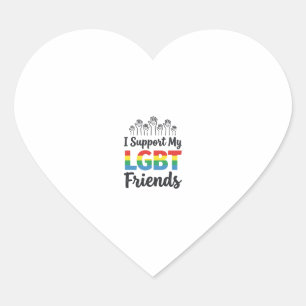 I Support My LGBT Friends Rainbow Pride Vector Des Heart Sticker