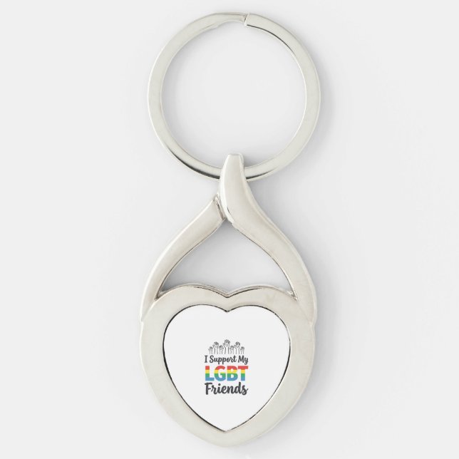 I Support My LGBT Friends Rainbow Pride Vector Des Keychain (Front)