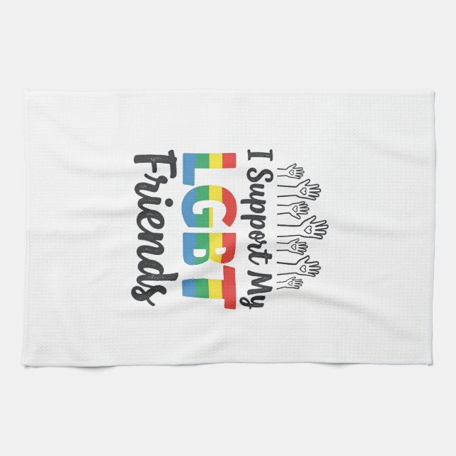 I Support My LGBT Friends Rainbow Pride Vector Des Kitchen Towel (Horizontal)