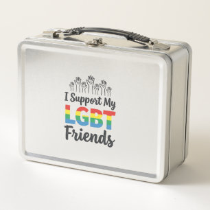 I Support My LGBT Friends Rainbow Pride Vector Des Metal Lunch Box