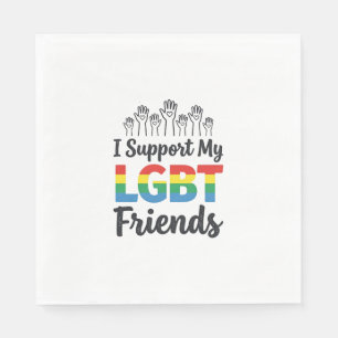 I Support My LGBT Friends Rainbow Pride Vector Des Napkin