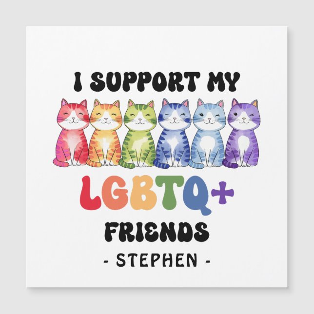 I Support My LGBTQ Friends – Rainbow Cat Pride (Front)