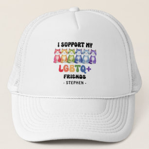 I Support My LGBTQ Friends – Rainbow Cat Pride Trucker Hat