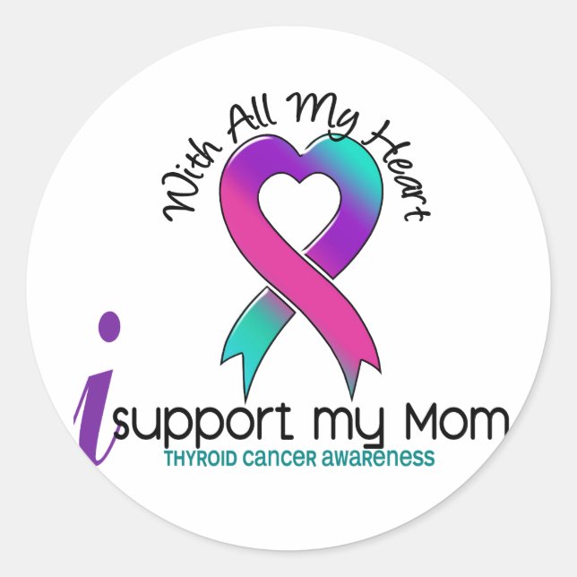 I Support My Mom Thyroid Cancer Classic Round Sticker (Front)